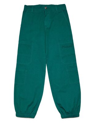 Marni Kids logo-embroidered cotton trousers - Green