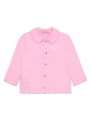 Marni Kids logo-embroidered fleece jacket - Pink