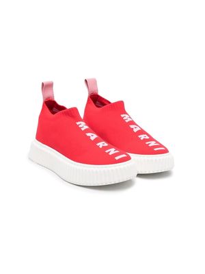 Marni Kids logo-embroidered low-top sneakers