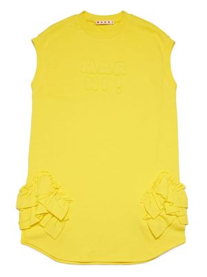 Marni Kids logo-embroidered ruffle-trim dress - Yellow