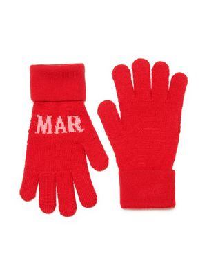 Marni Kids logo-intarsia wool-blend gloves - Red