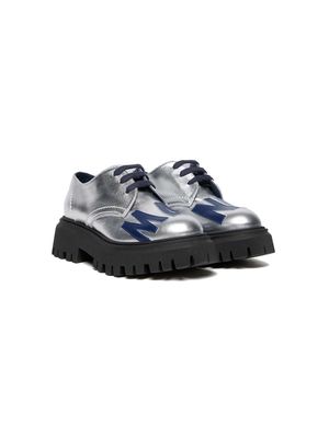 Marni Kids logo leather lace-up shoes - Silver