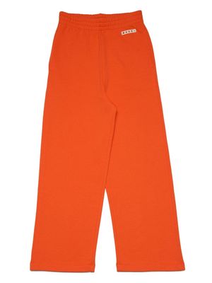 Marni Kids logo-patch cotton track pants - Orange