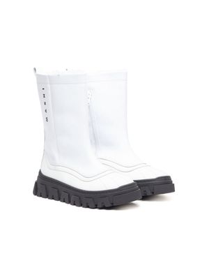 Marni Kids logo-print ankle leather boots - White