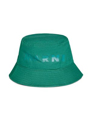 Marni Kids logo-print bucket hat - Green