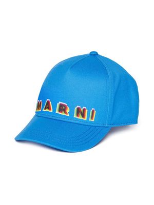 Marni Kids logo-print cotton cap - Blue
