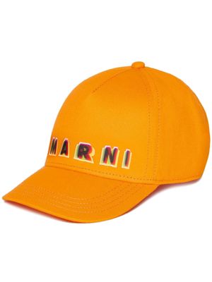 Marni Kids logo-print cotton cap - Orange