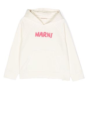 Marni Kids logo-print cotton hoodie - White
