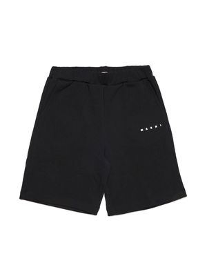 Marni Kids logo-print cotton shorts - Black