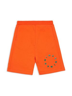 Marni Kids logo-print cotton shorts - Orange
