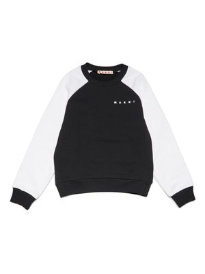 Marni Kids logo-print cotton sweatshirt - Black
