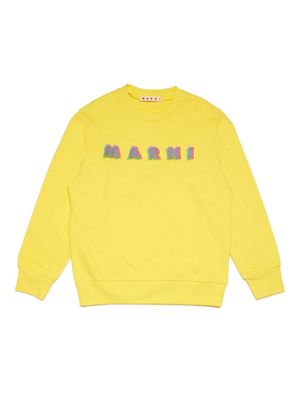 Marni Kids logo-print cotton sweatshirt - Yellow