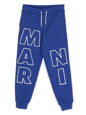Marni Kids logo-print cotton track pants - Blue