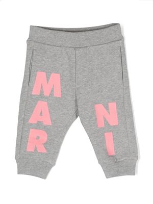 Marni Kids logo-print cotton track pants - Grey