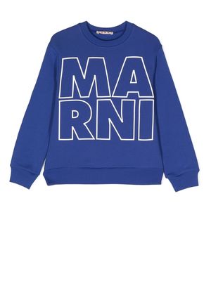 Marni Kids logo-print crew-neck sweatshirt - Blue