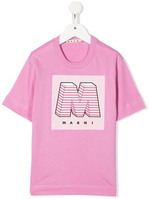 Marni Kids logo-print crew-neck T-shirt - Pink