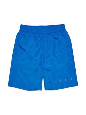 Marni Kids logo-print elasticated-waist swim shorts - Blue