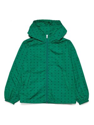 Marni Kids logo-print hooded jacket - Green