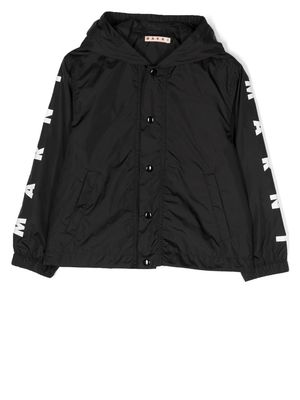 Marni Kids logo-print hooded raincoat - Black