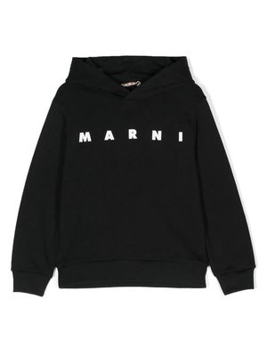 Marni Kids logo-print hoodie - Black