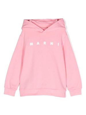 Marni Kids logo-print hoodie - Pink