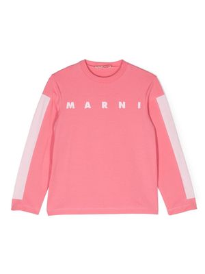 Marni Kids logo-print jersey T-shirt - Pink