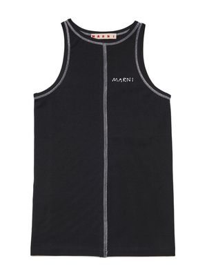 Marni Kids logo-print jersey tank top - Black