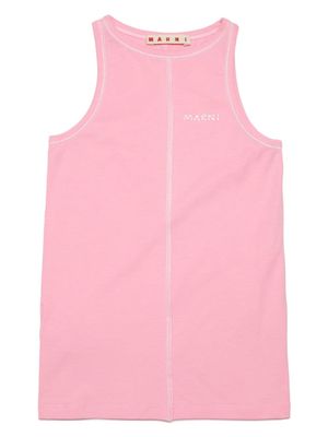 Marni Kids logo-print jersey tank top - Pink