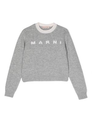 Marni Kids logo-print knitted jumper - Grey
