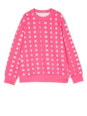 Marni Kids logo-print long-sleeve sweatshirt - Pink