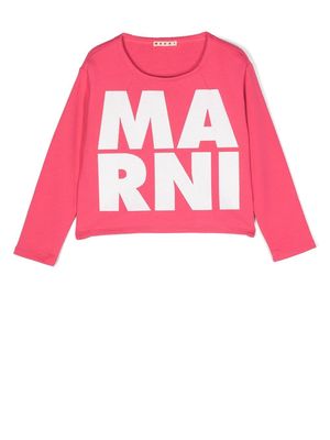 Marni Kids logo print long-sleeve T-shirt - Pink