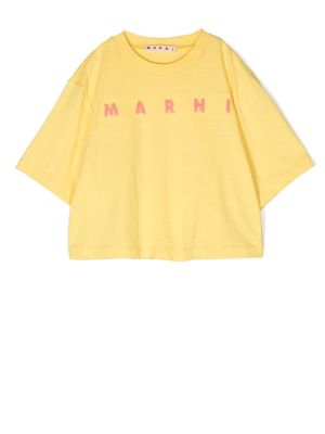 Marni Kids logo-print long-sleeved T-shirt - Yellow