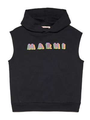 Marni Kids logo-print sleeveless hoodie - Black
