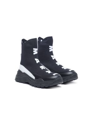 Marni Kids logo-print sock-style sneakers - Black