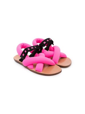 Marni Kids logo-print strappy sandals - Pink