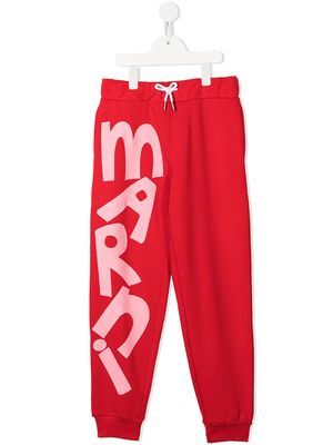 Marni Kids logo-print sweatpants - Red