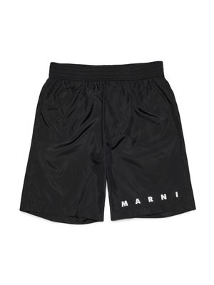 Marni Kids logo-print swim shorts - Black