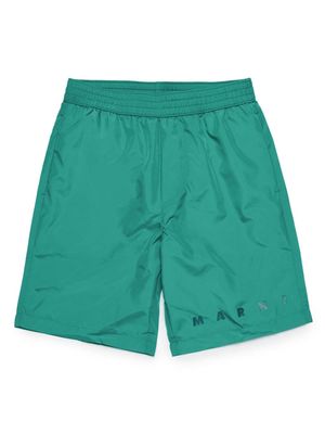 Marni Kids logo-print swim shorts - Green