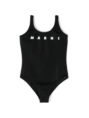 Marni Kids logo-print swimsuit - Black
