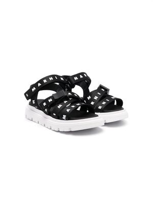 Marni Kids logo-print touch-strap sandals - Black