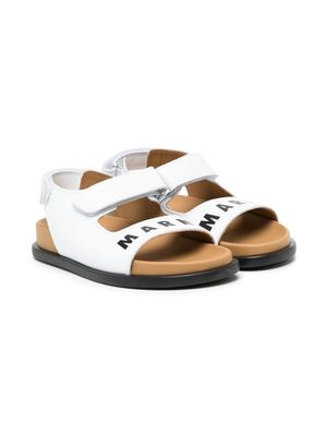 Marni Kids logo-print touch-strap sandals - White