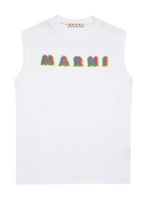 Marni Kids logo-print vest top - White