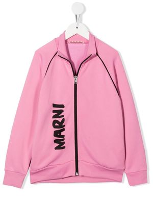MARNI KIDS logo-print zip jacket - Pink
