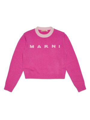 Marni Kids logo wool-cashmere jumper - Pink