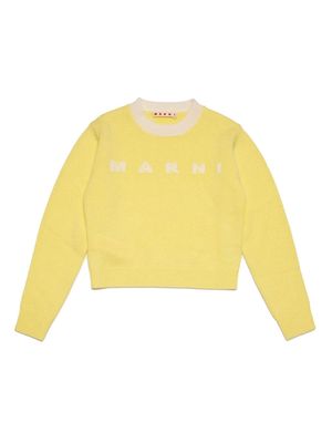 Marni Kids logo wool-cashmere jumper - Yellow