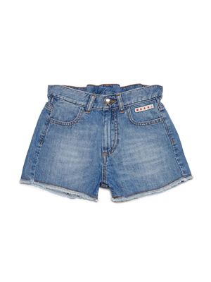 Marni Kids mid-rise denim shorts - Blue