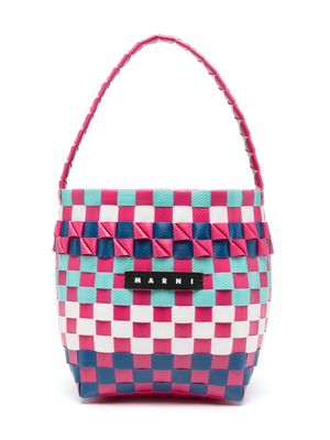 Marni Kids mini logo-patch interwoven bag - Pink