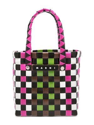 Marni Kids mini Market Criss-Cross woven basket bag - Black