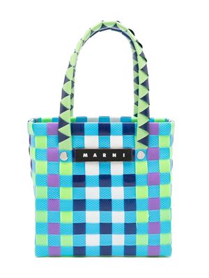 Marni Kids mini Market Criss-Cross woven basket bag - Blue