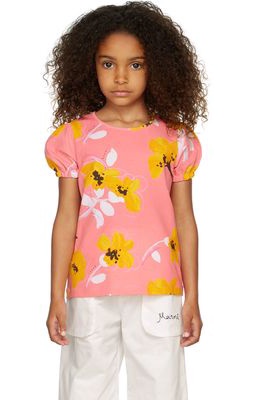 Marni Kids Pink Fiore Print T-Shirt